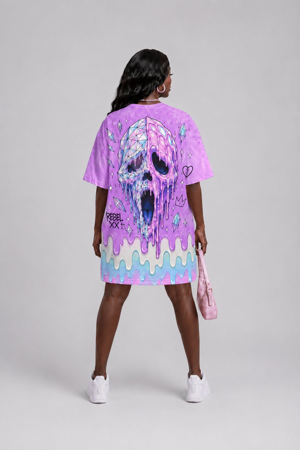 Rebel XX all-over print t-shirt dress back view