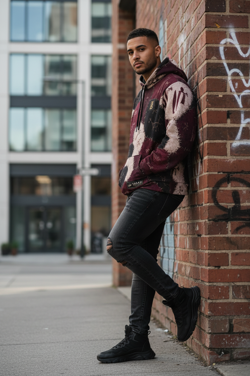 They Carved It First | BoZo™ StreetWear Hoodie Burgundy/Black