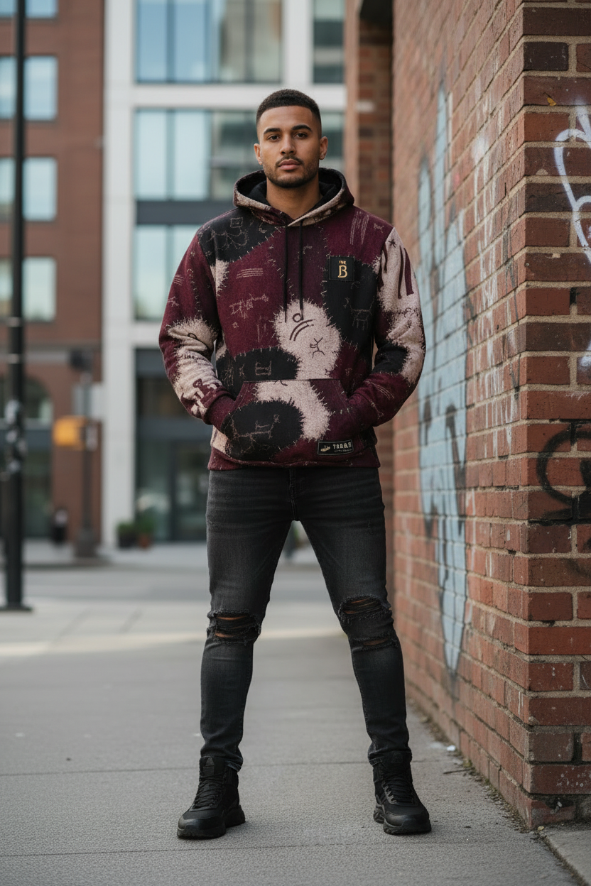 They Carved It First | BoZo™ StreetWear Hoodie Burgundy/Black