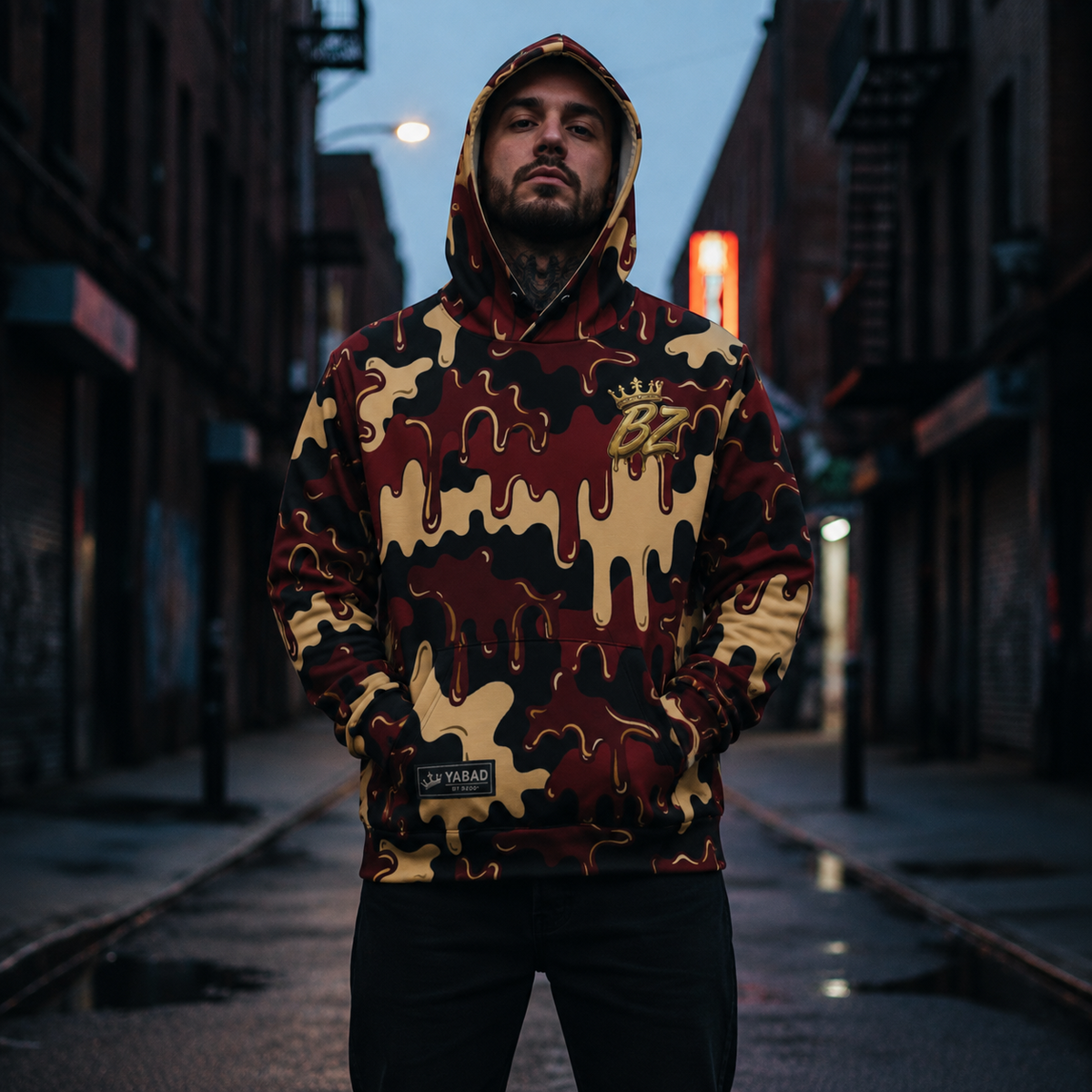 BAD To The Bones | YABAD | BoZo™ StreetWear | Brown / Cream Drip Hoodie