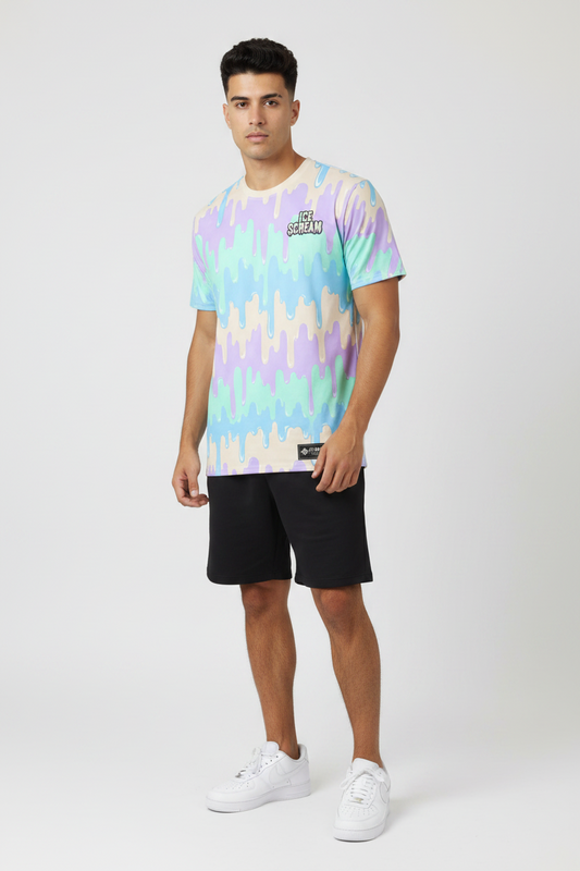 ICE SCREAM | Blue/Mint cotton crew neck t-shirt