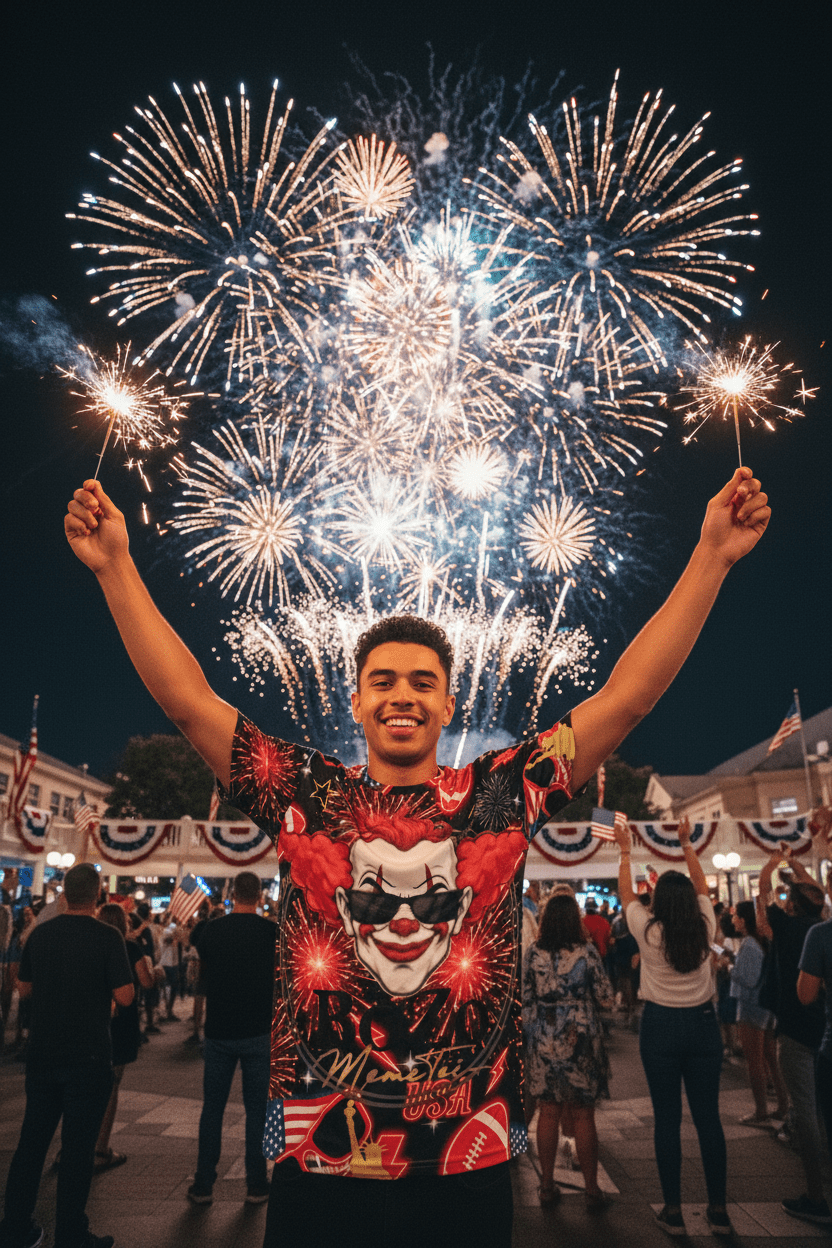 BoZo 4th of July 🇺🇸 Men’s cotton crew neck t-shirt DIRECT - TO - FABRIC – BoZoMemeTêê | mème streetwear