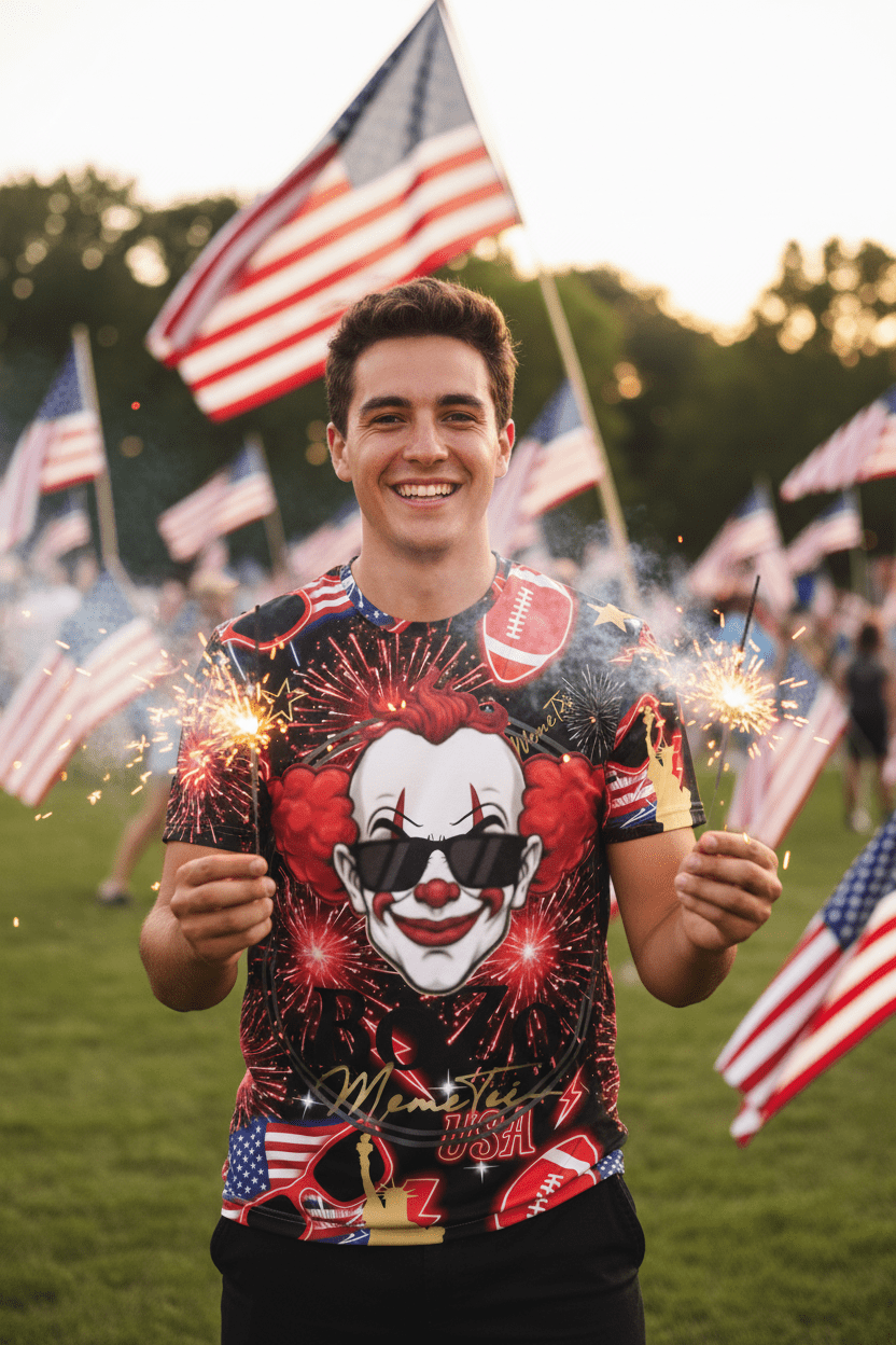 BoZo 4th of July 🇺🇸 Men’s cotton crew neck t-shirt DIRECT - TO - FABRIC – BoZoMemeTêê | mème streetwear