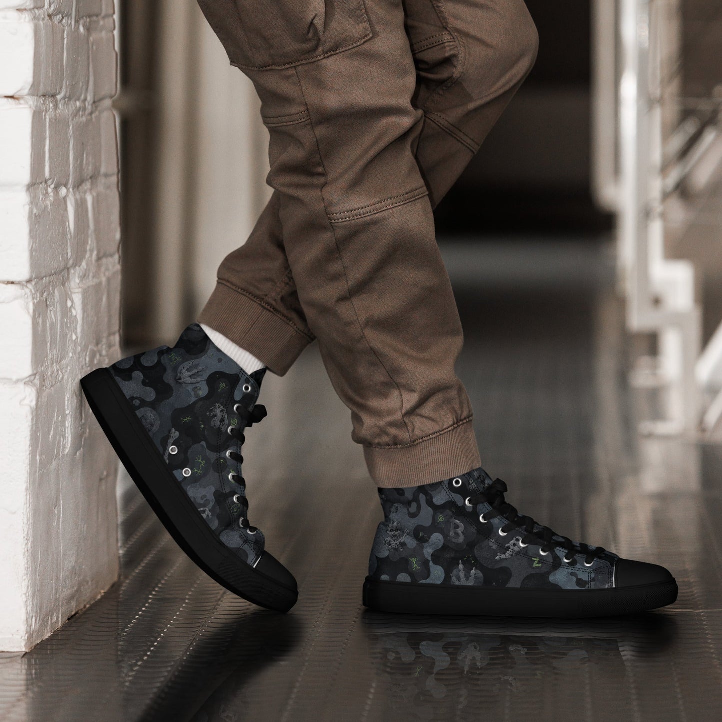 BoZo™ High Top Stone Camo Shoes Grey Chaussures – BoZoMemeTêê | mème streetwear