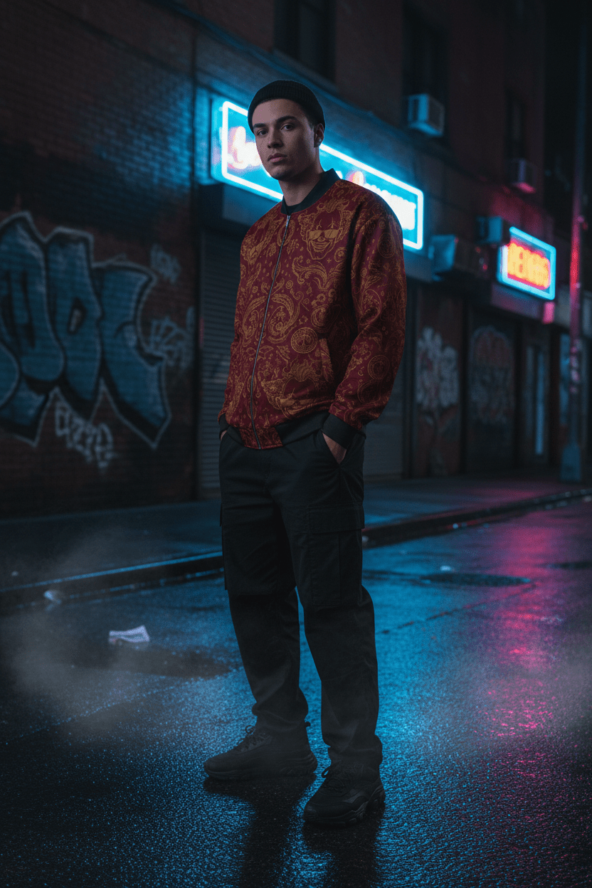 BoZo Maison / Royal Clown Bomber | Burgundy Gold CUT-SEW – BoZoMemeTêê | mème streetwear