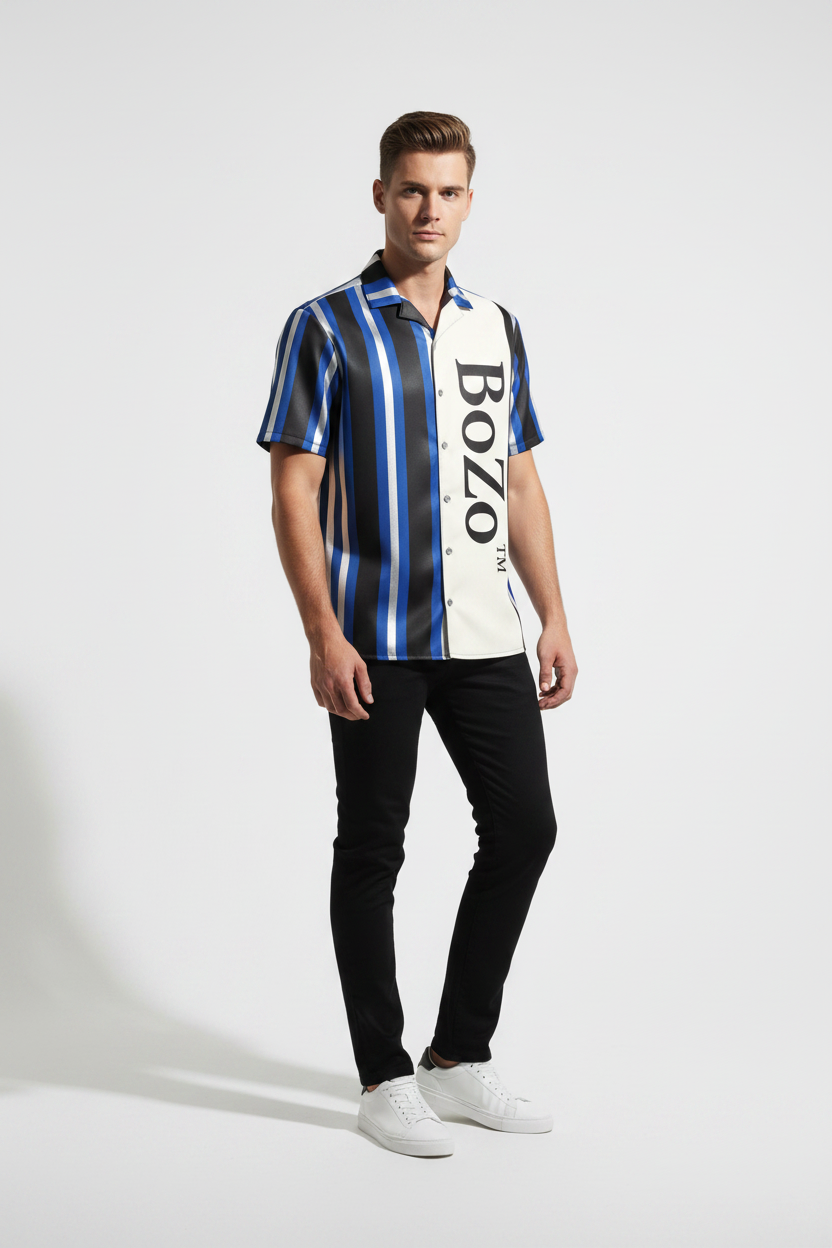 BoZo™ Maison Shirt  Blue | Black / Silver