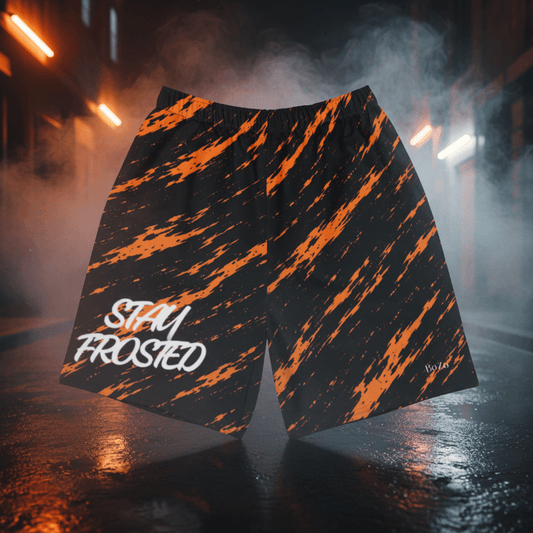Frosted Tiger | Black / Orange Tiger Athletic Long Shorts Short – BoZoMemeTêê | mème streetwear