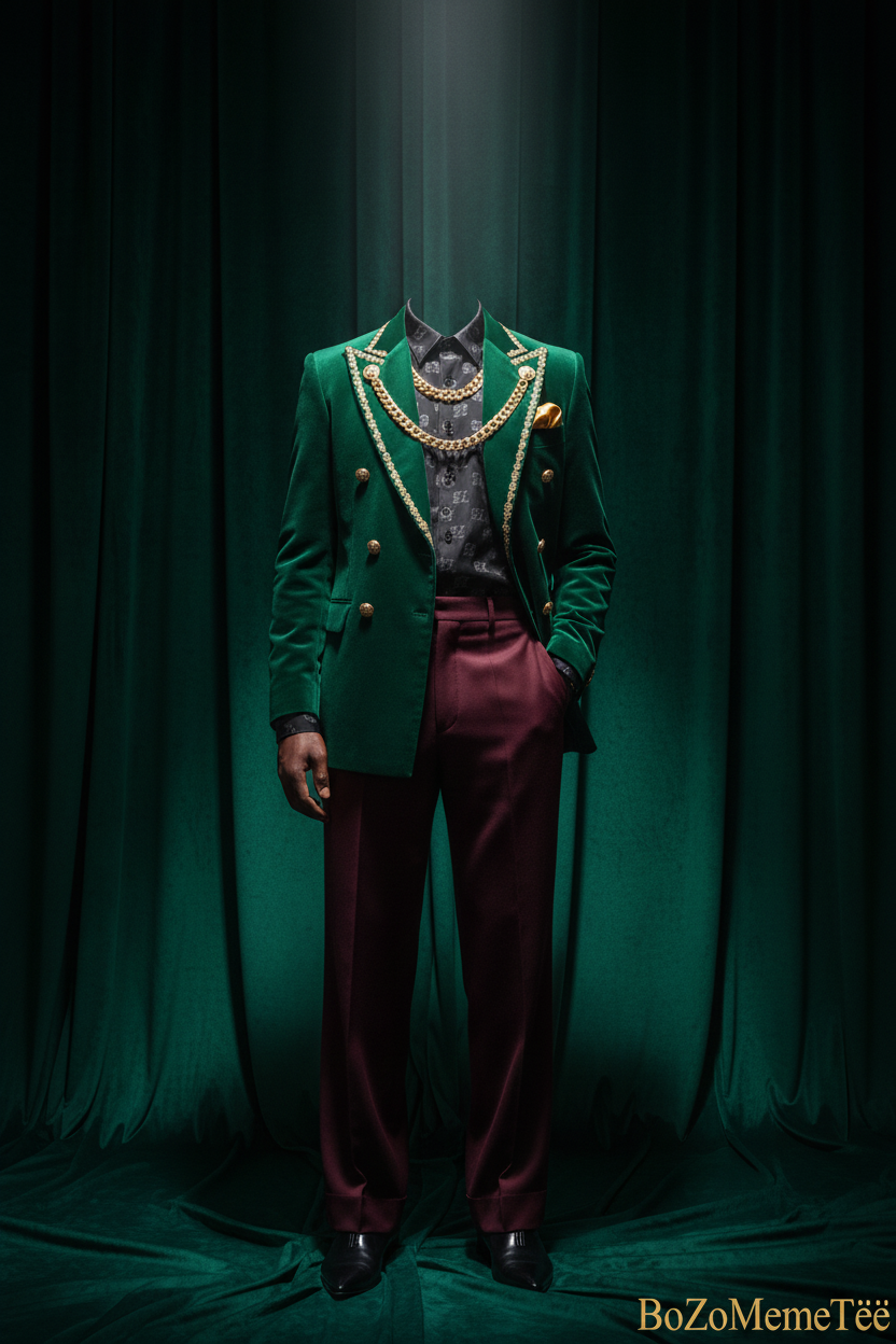 Double-breasted forest green velvet blazer with gold baroque buttons Maison BoZo™