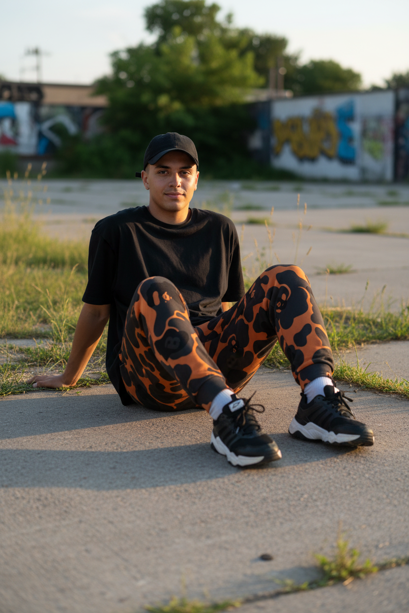 YABAD BoZo™ Orange Camo — All-Over Print Jogger