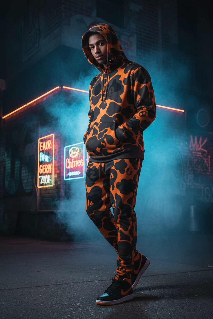 YABAD BoZo™ Orange Camo — All-Over Print Jogger