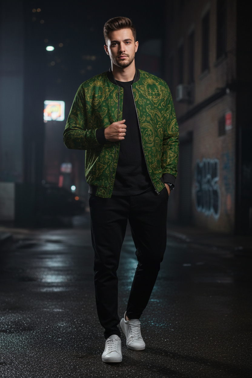 Signature | Midnight Green Baroque Bomber