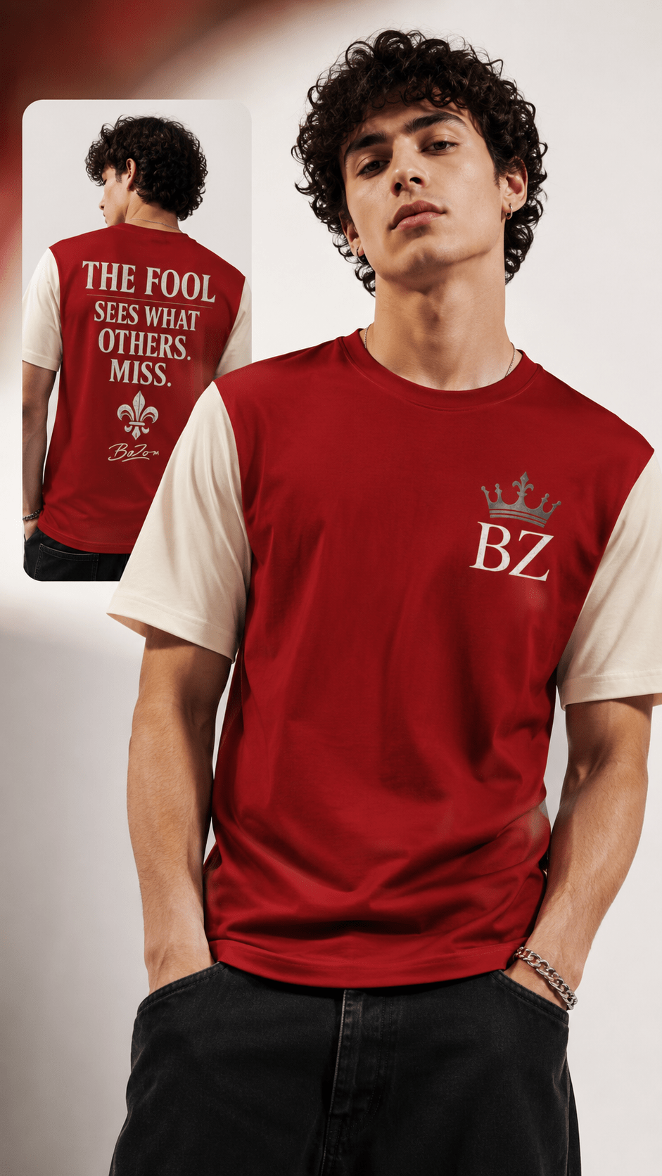 THE FOOL | Burgundy cream | Premium DIRECT-TO-FABRIC – BoZoMemeTêê | mème streetwear