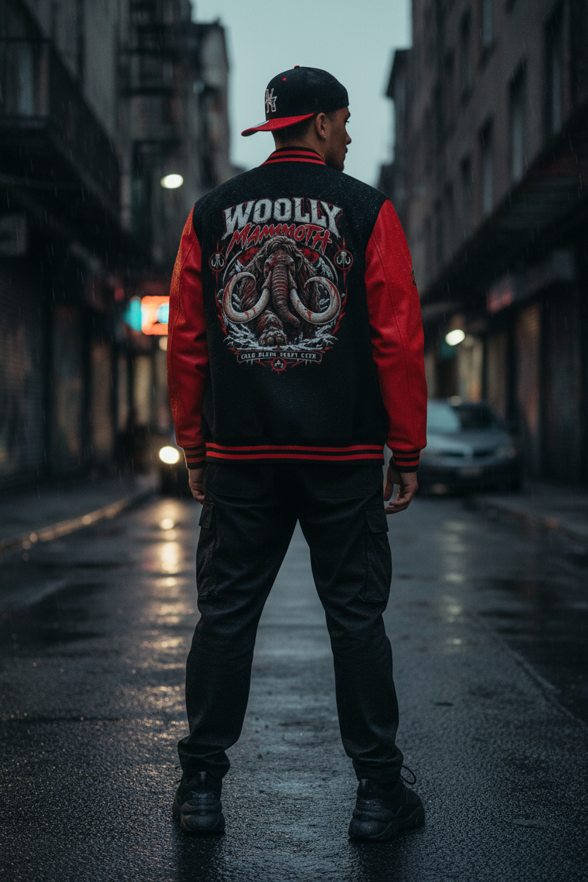 MAMMOTH Cold Tracker | Letterman Jacket | Black & Red